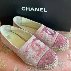 Chanel Sequin Canvas Espadrilles Size 36